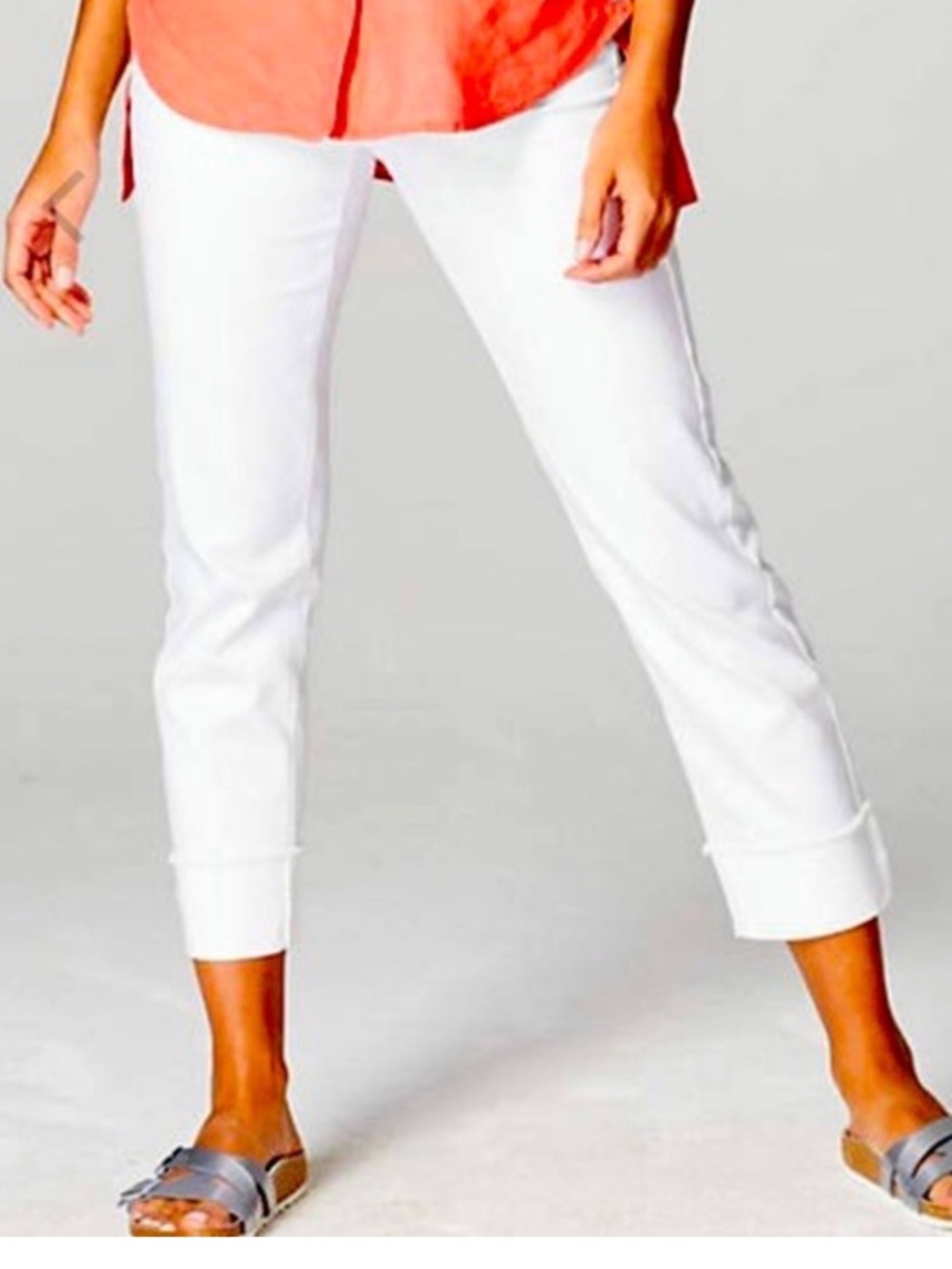 J. Jill High-Rise Cropped White Cuffed Jeans - Size 10